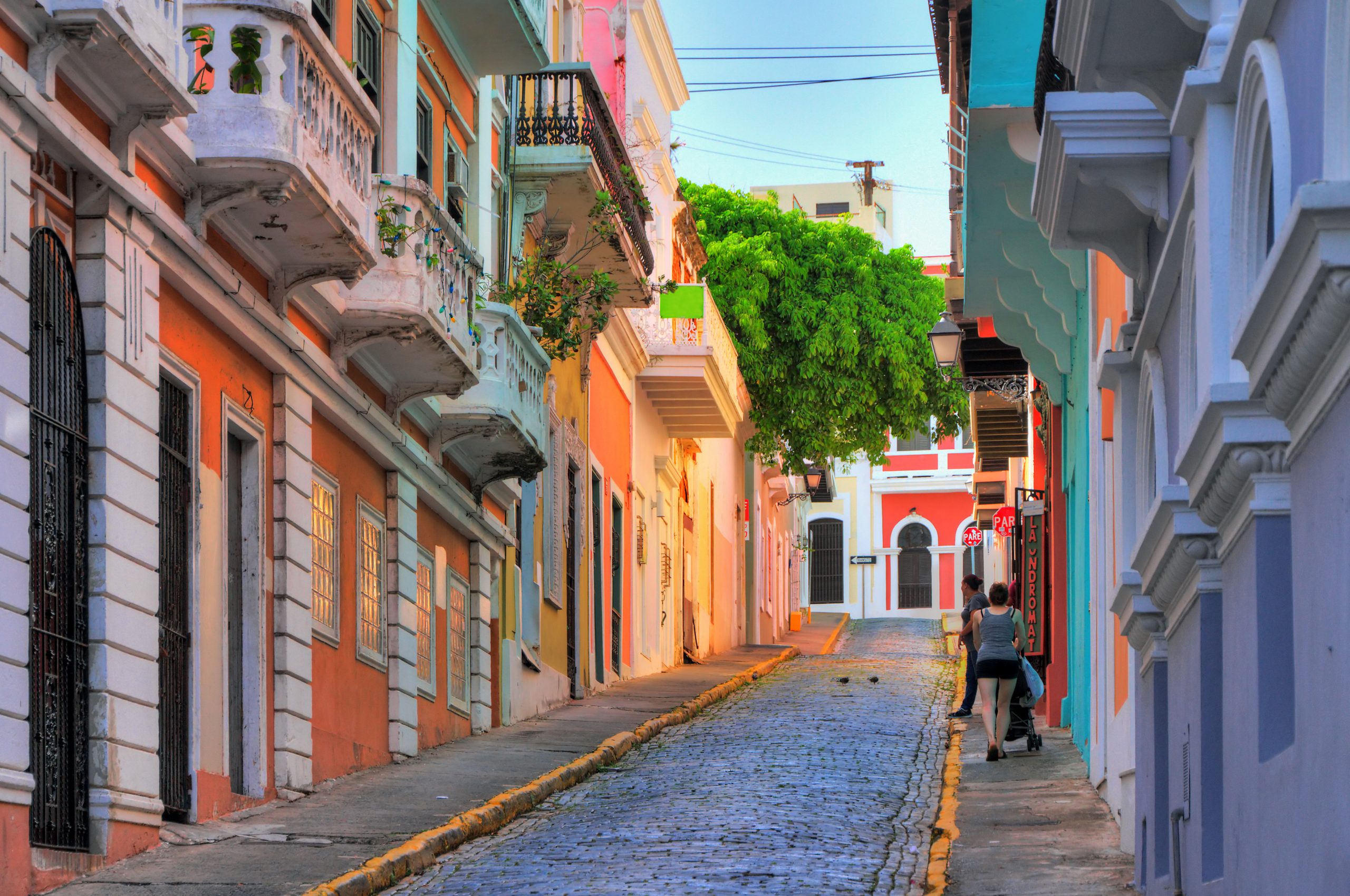 Beautiful typical traditional vibrant street in San Juan, Puerto Rico